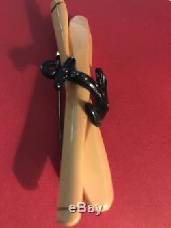Vintage BAKELITE pin military anchors oars US NAVY positive with simichrome