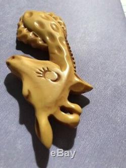 Vintage BAKELITE whimsical winking giraffe pin