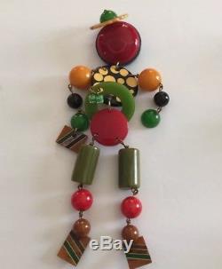 Vintage Bakelite Articulated Dangling Figural Pins Brooches 4 pieces