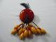 Vintage Bakelite Bowling Brooch Over-Dyed Root Beer with Ten Pins Dated 1942