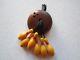 Vintage Bakelite Bowling Pins Hanging from a Wooden Bowling Ball Pin Brooch