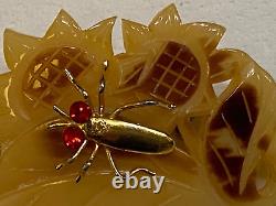 Vintage Bakelite Brass Firefly Pin Brooch 1930-1950s