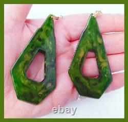 Vintage Bakelite Brooch & Earring Set Swirl Creamed Spinach Simichrome Tested
