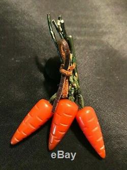 Vintage Bakelite Bunch Of Carrots Pin