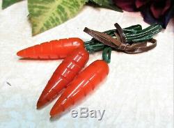 Vintage Bakelite Bunch of Carrots Pin Brooch