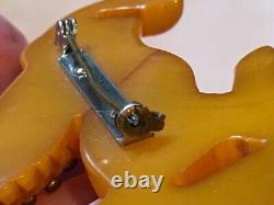 Vintage Bakelite Carved Glass Eye Horse Pin / Brooch NICE