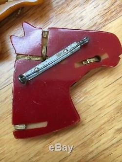 Vintage Bakelite Carved Horse Brooch Pin PAIR
