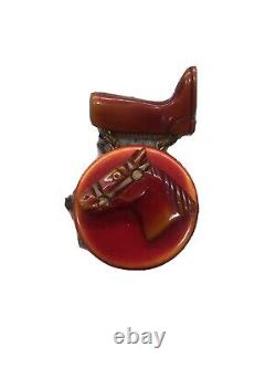 Vintage Bakelite Carved Horsehead and boot pin