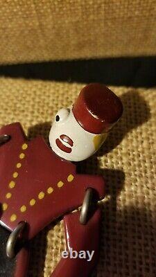 Vintage Bakelite Celluloid Articulated Red Soldier Figural Brooch Pin