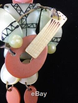 Vintage Bakelite Celluloid Plastic Pin Dancing Man With Guitar