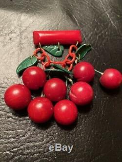 Vintage Bakelite Cherry Brooch Pin