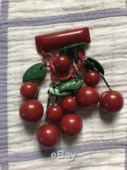 Vintage Bakelite Cherry Pin Brooch