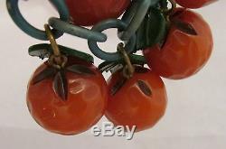Vintage Bakelite Dangling Figural Five Carved Oranges Fruit Pin Brooch