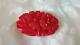 Vintage Bakelite Deeply Carved Cherry Red Flowers Brooch Pin TESTED