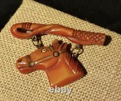 Vintage Bakelite Figural Horse Dangle Brooch Pin