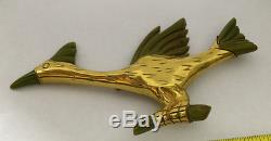 Vintage Bakelite & Gold Metal Brooch Figural Bird Road Runner Pin