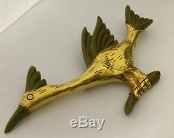 Vintage Bakelite & Gold Metal Brooch Figural Bird Road Runner Pin