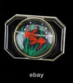 Vintage Bakelite Goldfish Bowl Brooch Art Deco Jelly Belly Fishbowl MCM Superb