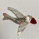 Vintage Bakelite Heart Love Bird Dove Reverse Carved Clear Lucite Pin Brooch