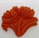 Vintage Bakelite Heavy Deep Carved Spring Tulip Flower Pin Brooch Pumpkin Orange