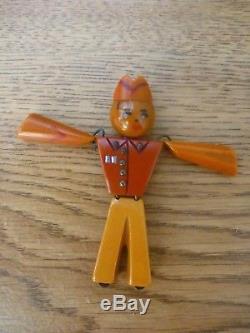 Vintage Bakelite Jointed Articulated Military Soldier Figure Brooch Pin 1950'S