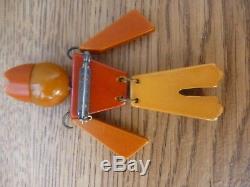 Vintage Bakelite Jointed Articulated Military Soldier Figure Brooch Pin 1950'S