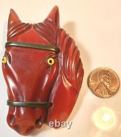 Vintage Bakelite Large Horse Head Pin Brooch Book Piece Tested (531)