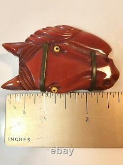 Vintage Bakelite Large Horse Head Pin Brooch Book Piece Tested (531)
