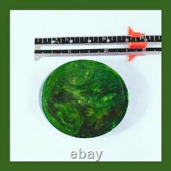 Vintage Bakelite Large Thick Marbled Green End Of Day Brooch Pin NewithOld Stock
