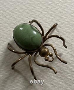 Vintage Bakelite Marbled Brass Spider pin brooch 1930s