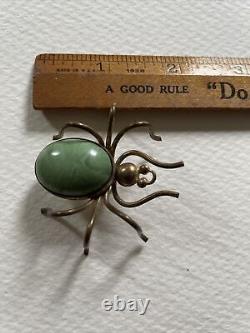 Vintage Bakelite Marbled Brass Spider pin brooch 1930s