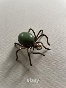 Vintage Bakelite Marbled Brass Spider pin brooch 1930s