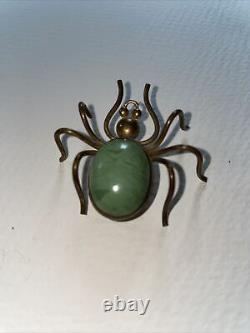 Vintage Bakelite Marbled Brass Spider pin brooch 1930s