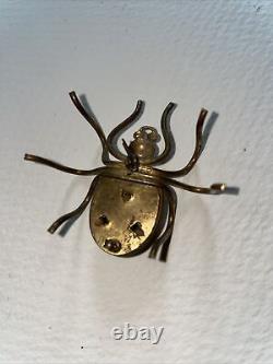 Vintage Bakelite Marbled Brass Spider pin brooch 1930s