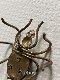 Vintage Bakelite Marbled Brass Spider pin brooch 1930s