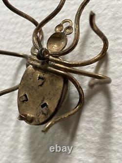 Vintage Bakelite Marbled Brass Spider pin brooch 1930s