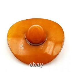 Vintage Bakelite Or Catalin Early Plastic Orange Swirled marbled Hat Pin Brooch