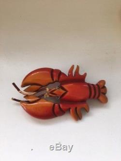 Vintage Bakelite Over Dyed Lobster Pin Brooch