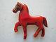 Vintage Bakelite Overdyed Red Carved Walking Horse Pin Glass Eye