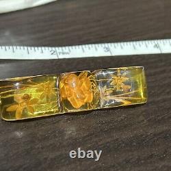 Vintage Bakelite Pin Apple Juice Reverse Carved Flower Brooch C Clasp