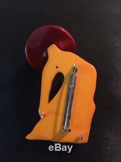 Vintage Bakelite Pin Bowing Cowboy With Large Hat. Excellent Condition