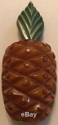 Vintage Bakelite Pineapple Brooch Pin- 2 7/8 X 1 1/4