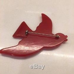 Vintage Bakelite Red Bird Pin Brooch
