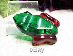 Vintage Bakelite Red & Green Frog Pin Brooch