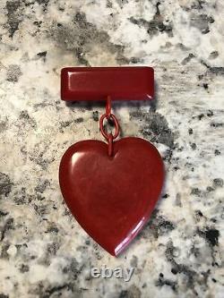 Vintage Bakelite Red Heart Pin Broch
