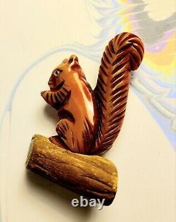 Vintage Bakelite Squirrel On Log Or Branch Rare Pin Brooch
