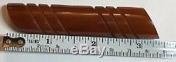 Vintage Bakelite Striated Rootbeer Bar/log Brooch Pin-3 3/8 X 3/4