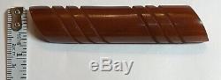 Vintage Bakelite Striated Rootbeer Bar/log Brooch Pin-3 3/8 X 3/4