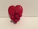 Vintage Bakelite Tested + Art Deco Red Marbled Heart with Cherries Brooch Pin FS