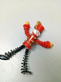 Vintage Bakelite Toy Soldier Pin Broche Red Butterscotch 4 tall